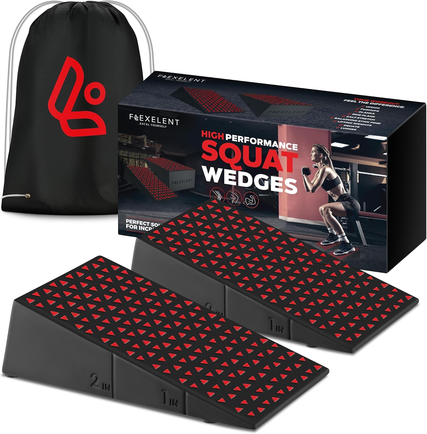 Flexelent Squat Wedge Block Pair (Blaze Red)