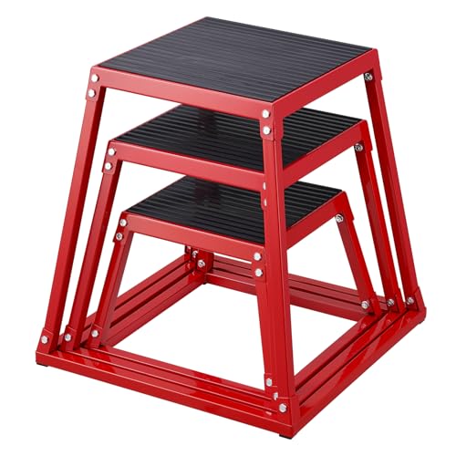 VEVOR Plyometric Jump Box, 18 Inch Plyo Box, Steel Plyometric Platform and Jumping Agility Box, Anti-Slip Fitness Exercise Step Up Box for Home Gym Training, Conditioning Strength Training