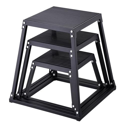 VEVOR Plyometric Jump Box, 18 Inch Plyo Box, Steel Plyometric Platform and Jumping Agility Box, Anti-Slip Fitness Exercise Step Up Box for Home Gym Training, Conditioning Strength Training