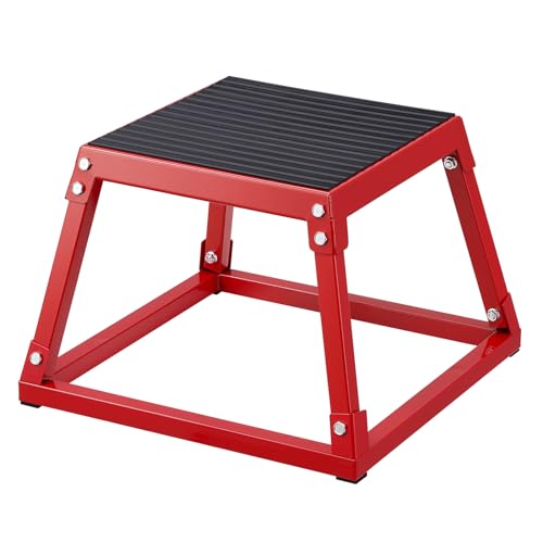 VEVOR Plyometric Jump Box, 18 Inch Plyo Box, Steel Plyometric Platform and Jumping Agility Box, Anti-Slip Fitness Exercise Step Up Box for Home Gym Training, Conditioning Strength Training