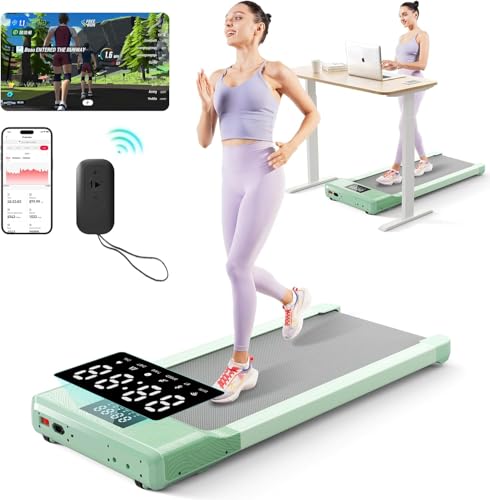 DeerRun Walking Pad, 2025 Smart Under Desk Treadmill, Treadmills for Home/Office, 2 in 1 Walking Pad Treadmill with LED Dispaly & Remote Control, Small Treadmill for Small Spaces