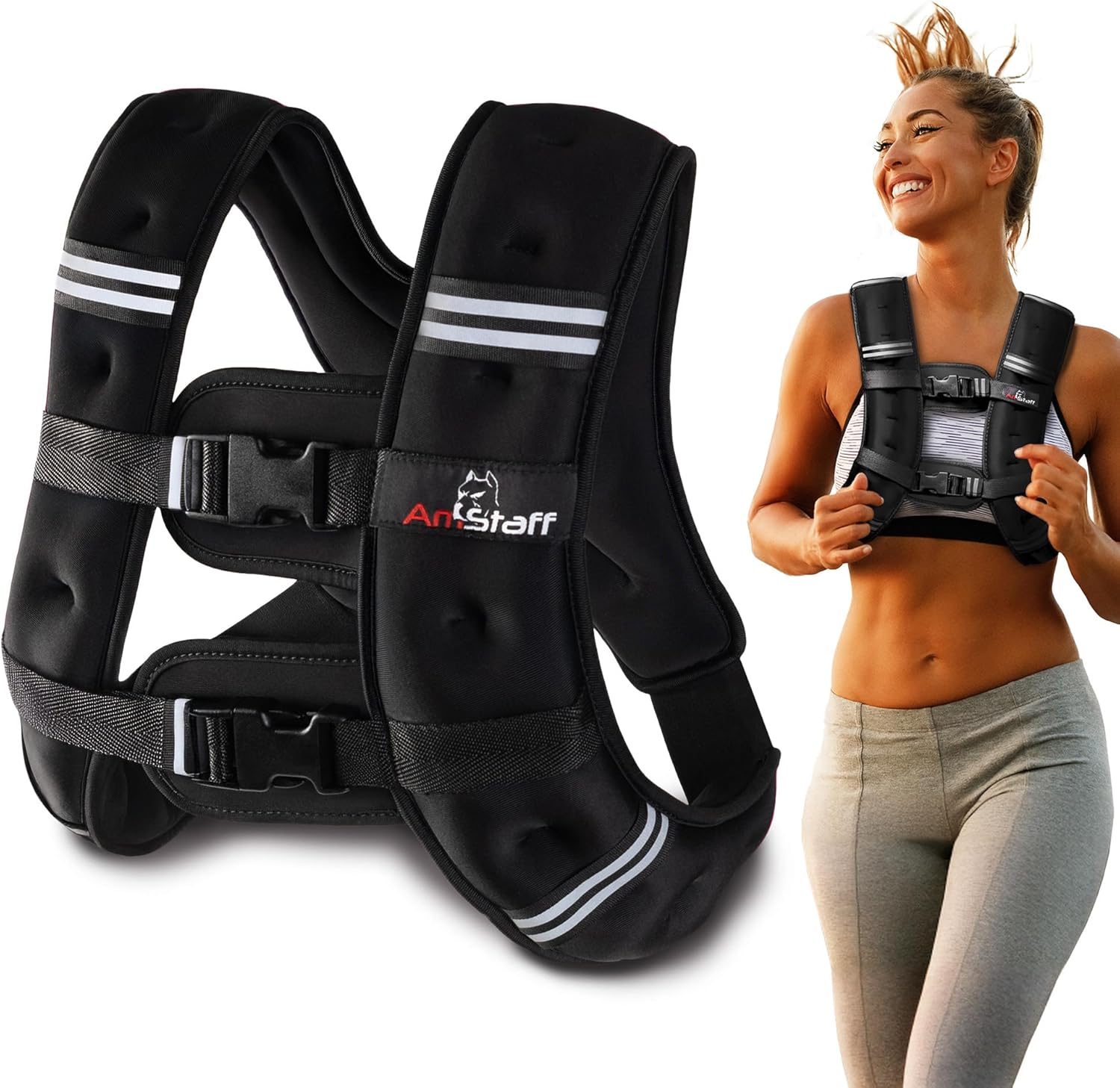 Weighted Vest - Weight Vest for Running, Strength Training & Muscle Building, Features Reflective Stripe for Safe Outdoor Workouts (available in 6lbs to 30lbs)
