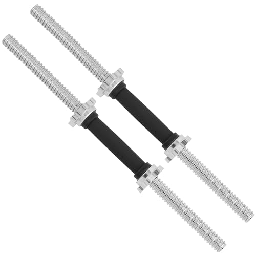 Yes4All Pair of Threaded Dumbbell Handles with Collars 14/16/18/24 inch, Chrome/Rubber Grip, Fit 1/ 1.15" Plates, Weight Bar Connector