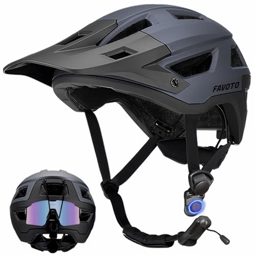 Favoto Adult Mountain Bike Helmet for Men & Women, Magnetic Buckle MTB Helmet with Removable Visor, Lightweight for Commuting & Off-Road Cycling