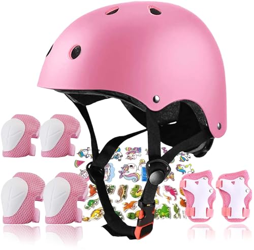 Kids Helmet,Toddler Skateboard Helmets for Ages 2-3-5-8-14 Years Boys Girls with Knee and Elbow Pads Wrist Guards fit Roller Skates,Skateboarding,Skating Scooter Adjustable Kids Helmet