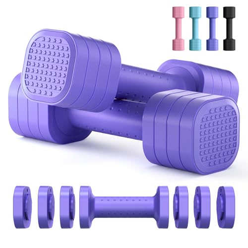 Zempox Adjustable Dumbbell Set of 2, 4 in 1 Free Weights Dumbbells Set for Women, Hand Weights for Women at Home, Each 2lb 3lb 4lb 5lb with TPU Soft Rubber Handle for Home Gym Exercise Training