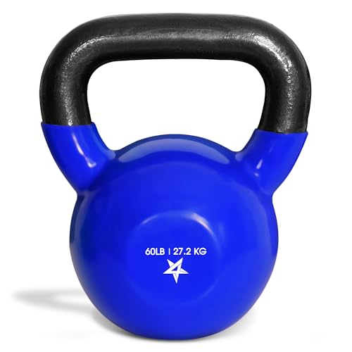 Yes4All Kettlebell, 5-100 LB Vinyl Coated Cast Iron Strength Training Kettlebells for Home Gym Exercises, Fitness, Full Body Workout Equipment, Push Ups, and Grip Strength