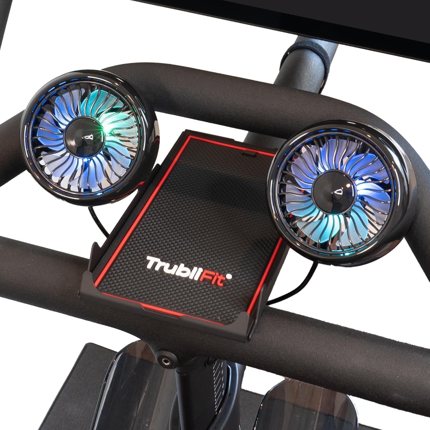 Dual Bike Fans with Phone Tray for Peloton Bike - All-Metal Phone Holder - No Batteries Required - Accessories for Peloton Bike