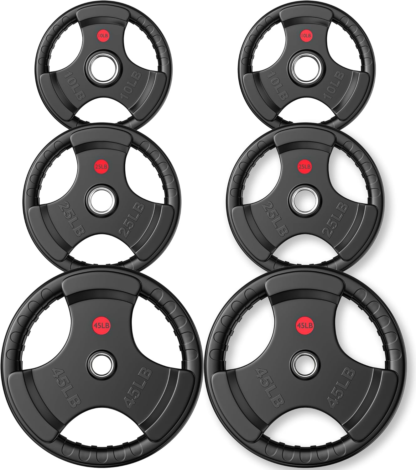 GIKPAL 2-inch Rubber Olympic Grip Weight Plates for Strength Training, Weightlifting in Home & Gym, Barbell Weights Plates Set (2.5/5/10/25/35/45 LB)