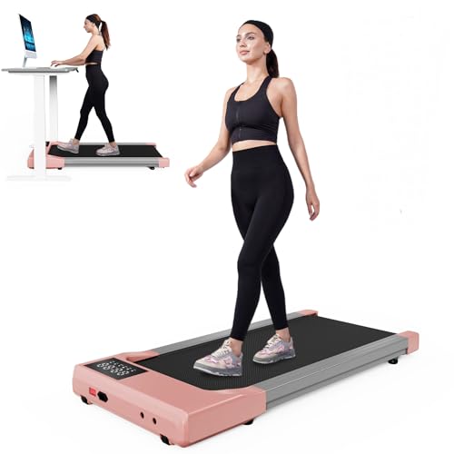 Walking Pad Treadmill, Under Desk Treadmill for Home Office,2 in 1 Treadmills for Home with Remote Control, Walking Jogging Machine in LED Display, No Assembly