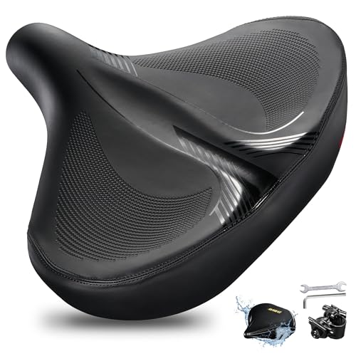 DAWAY C40 Ultra Comfortable Oversized Bike Seat - Memory Foam Padded, Extra Wide Bicycle Saddle, Ergonomic Replacement Cushion for Men Women - Fits for Peloton, Cruiser, Mountain, Road, Exercise Bikes