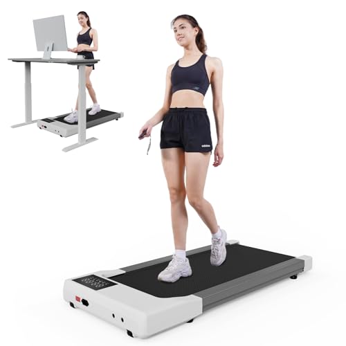 DeerRun 2025 Upgrade Walking Pad - Raceable Smart Under Desk Treadmill with Rewards Program, Quick Setup, 2.5HP, APP/Remote Control, LED Display, 300 lbs Capacity