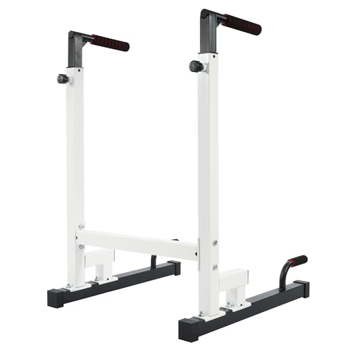 BalanceFrom Steel Frame Dip Station with Adjustable Height, 500 Pound Weight Capacity  Upper Body Workout Home Gym Equipment for Triceps, Push & Pull Ups, Leg Raises, and Bench Press