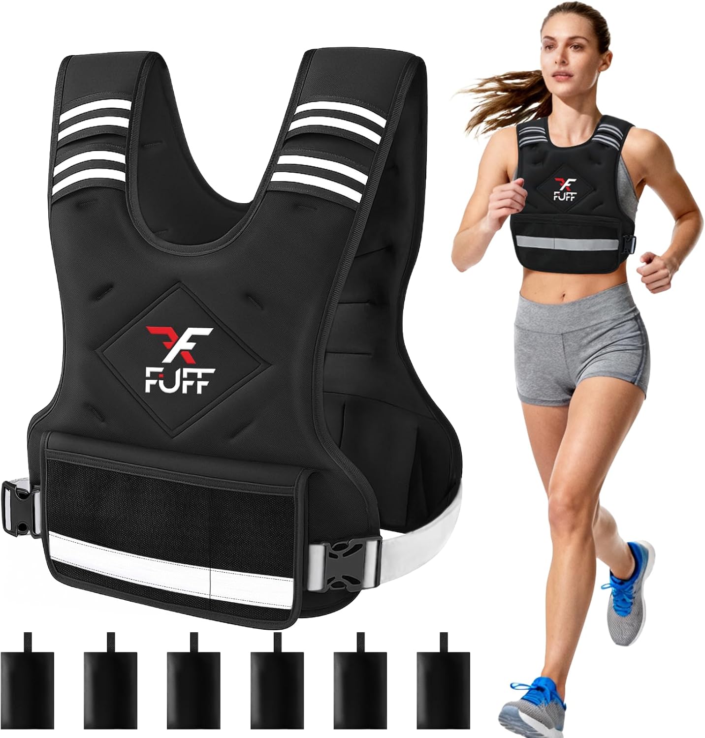 FUFF Weighted Vest Woman, 4-10/11-20/20-32 Lb Adjustable Weight Vest for Women Men, Female Strength Training Body Vest for Walking Exercise Running Workout