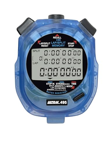 ULTRAK 495 Stopwatch  Blue Professional 100-Lap Digital Timer, Countdown Interval Tracker, Water-Resistant Sports Watch, Chronograph for Coaching & Training