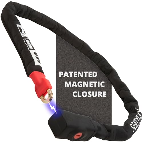Seatylock Viking Bike Chain Lock with Key - Magnetic Patented Sold Secure Silver Rated - Heavy Duty Anti Theft - Smart Ultra Security Bicycle Lock (55.1 Inch)