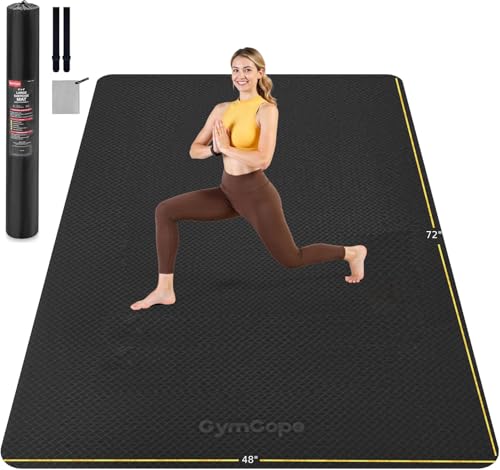 Extra Large Yoga Mat - 72"x35", 72"x48", 78"x57" - Wide TPE Exercise Mat for Home, Stretching, Couples & Family Workouts - 6-12mm Thick, Non-Slip & Waterproof - with Carry Bag and Straps
