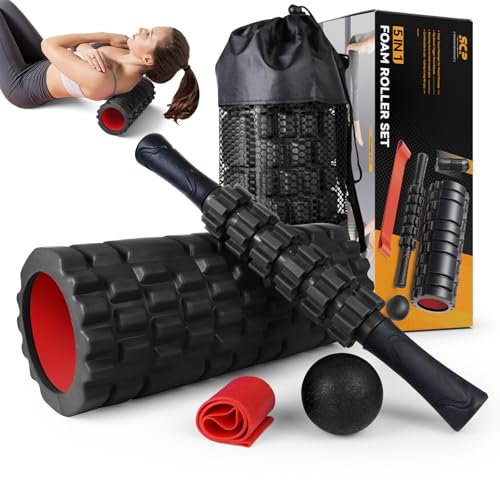 5 in1 Foam Roller Set (Black-Red)