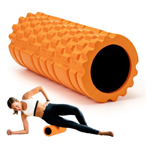 Foam Roller High Density 13" Patented Exercise Roller for Deep Tissue Muscle Massage, Muscle Massage and Myofascial Trigger Point Release, Relieves Muscle Pain, Improves Mobility (Orange)