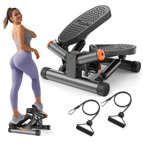 Niceday Steppers for Exercise, Stair Stepper with Resistance Bands, Mini Stepper with 300LBS Loading Capacity, Hydraulic Fitness Stepper with LCD Monitor