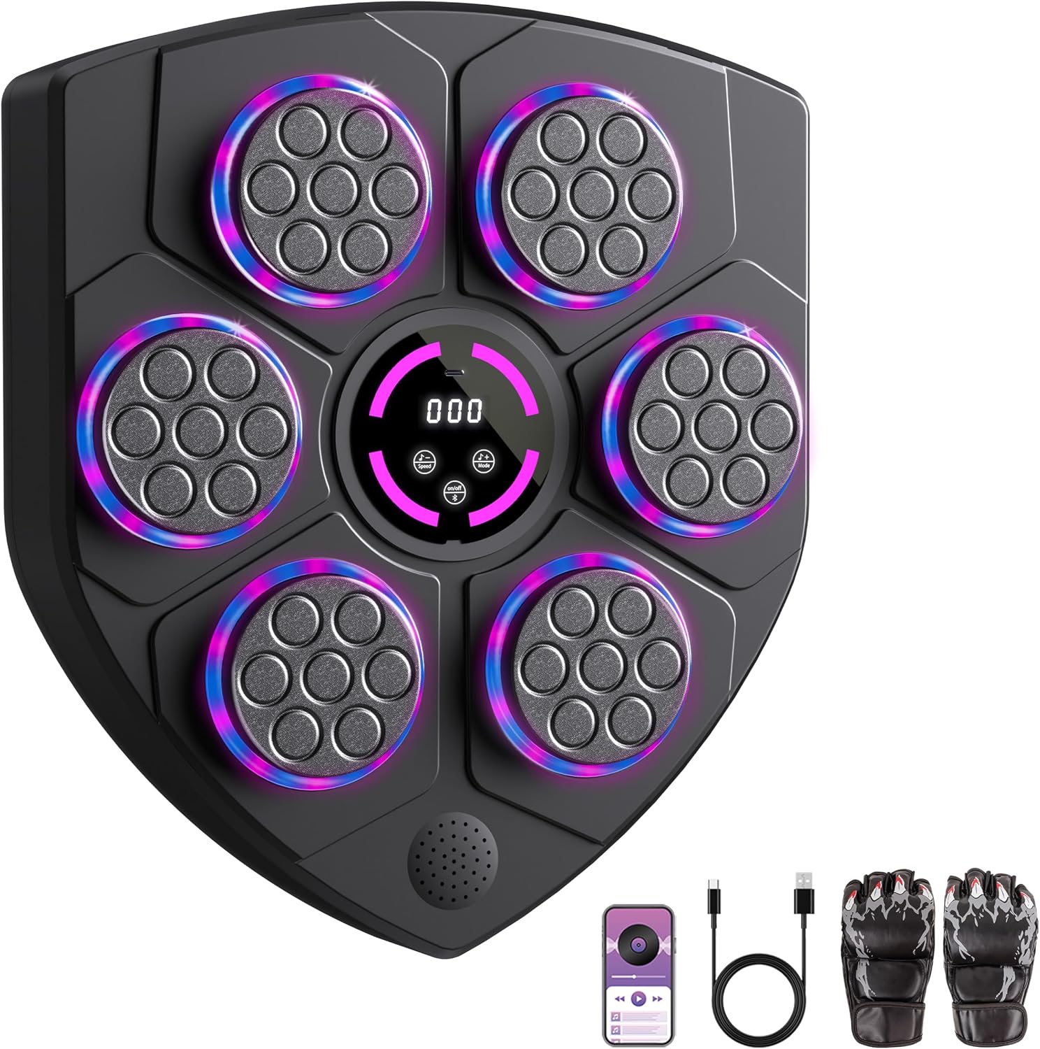 2025 Music Boxing Machine with Boxing Gloves, Smart Bluetooth Boxing Trainer, Boxing Wall Mount Machine for Adults Kids, Electronic Boxing Target Fitness for Home Office Gym
