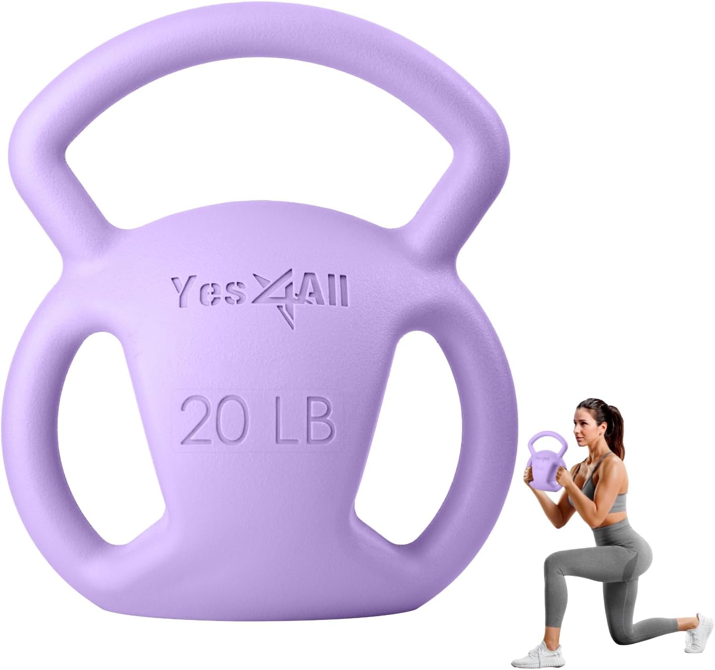 Yes4All Kettlebell, Strength Training Kettlebells for Women, Wide Multi-grip Textured Handle for Home Gym Exercises & Full Body Workout, Single 525 lb & Set of 10-15 lb