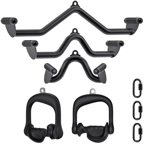 SELEWARE LAT Pull Down Bars Cable Machine Attachment Heavy Duty Steel Tubing Structure Home Gym Workout Attachments Triceps Press Down Bar for Cable Machine Back Strength Training V-Bar Rowing Set