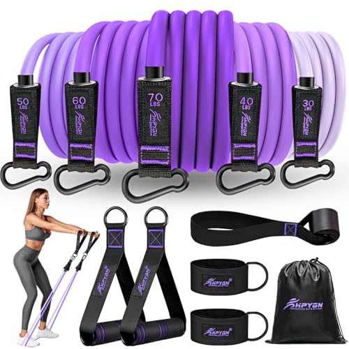 HPYGN Resistance Bands, Exercise Bands with Handles, Fitness Bands, Workout Bands with Door Anchor and Ankle Straps, for Heavy Resistance Training, Physical Therapy, Shape Body, Yoga, Home Workout Set