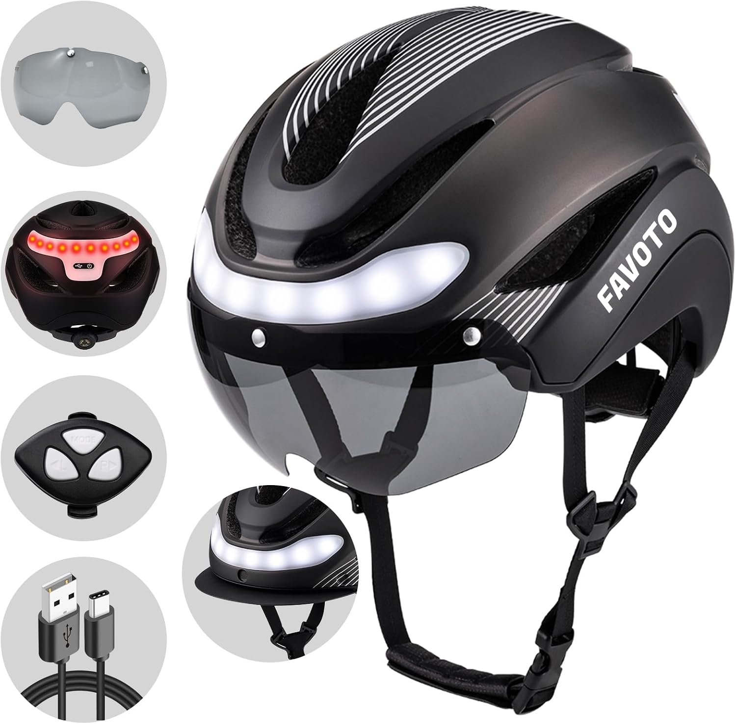 Favoto Bike Helmet with Turn Signals