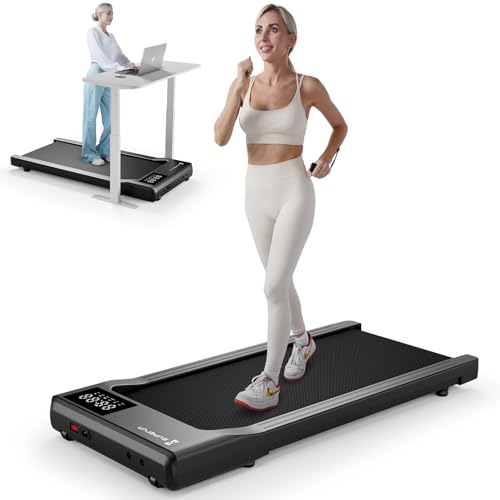 SupeRun Walking Pad, Under Desk Treadmills for Home and Office Small Space, 2.5 HP Portable Mini Jogging Machine with APP and Remote Control and LED Display, 300 Lbs Capacity