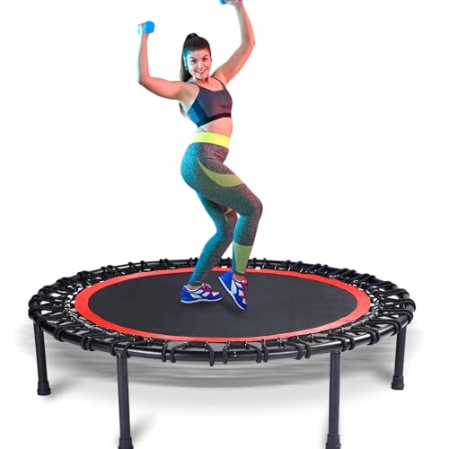 Mini Fitness Trampoline with Bungees  Stable & Quiet Rebounder for Adults, Perfect for Indoor & Outdoor Workouts