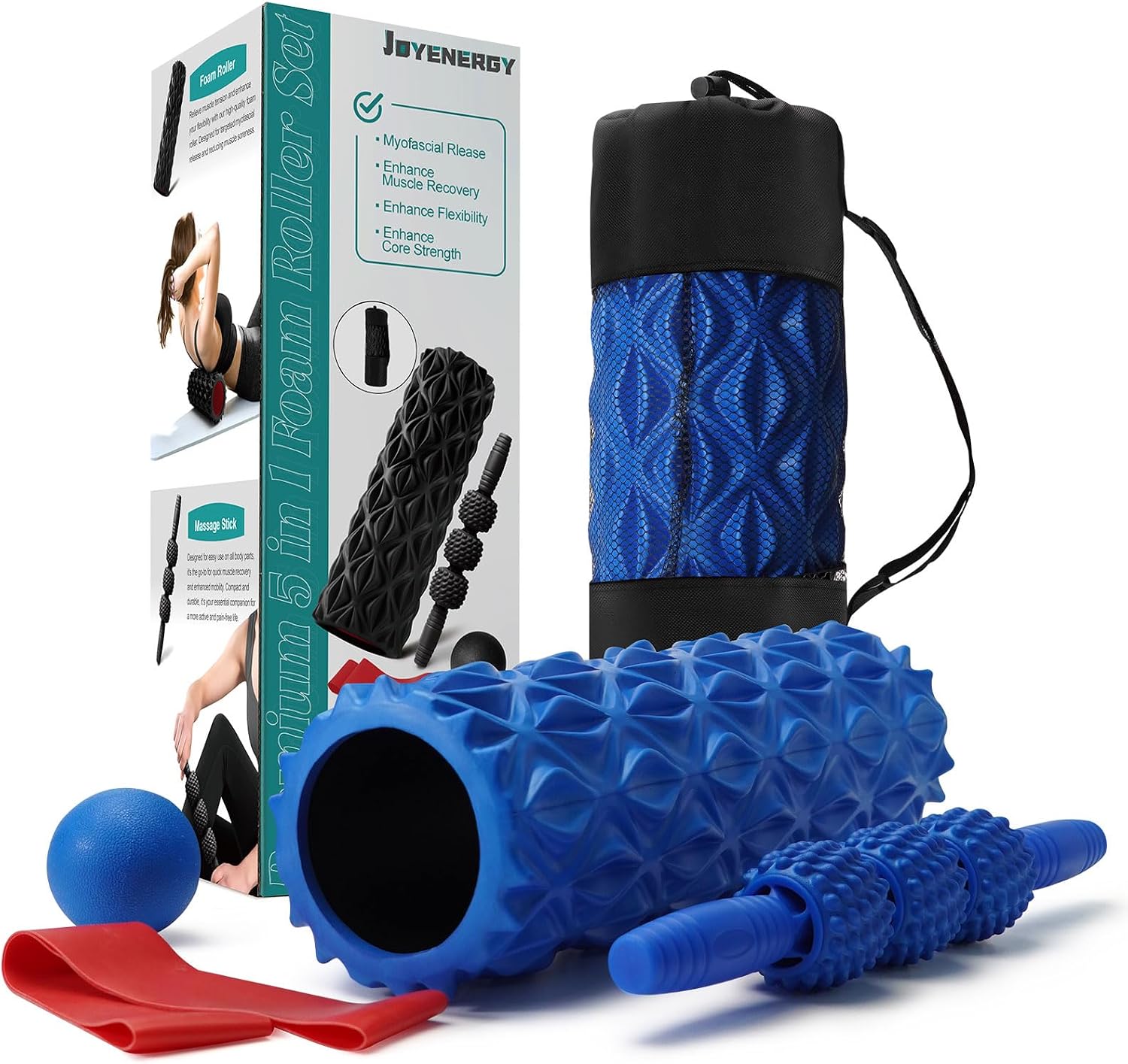 JOYENERGY 5 in 1 Foam Roller Set (Blue)