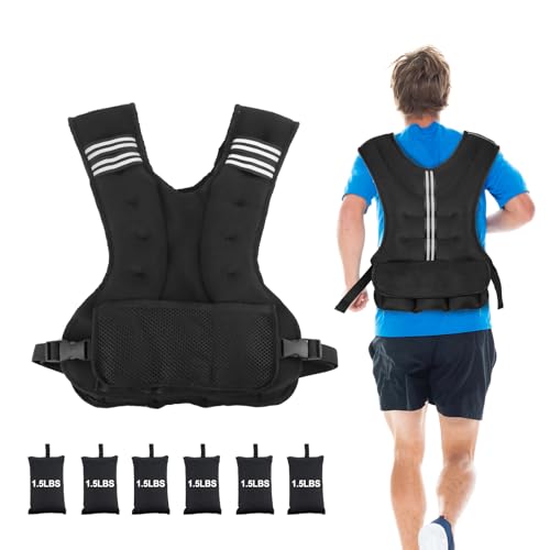 Henkelion Adjustable Weighted Vest for Men Women Weights Included, 4-10lbs/11-20lbs Body Weight Vests Adjustable for Running, Training Workout, Jogging, Walking