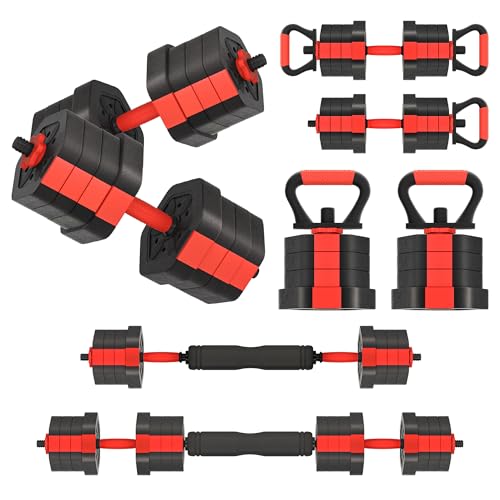 VIVITORY Dumbbell Sets Adjustable Weights, Free Weights with Connector, Non-Rolling Adjustable Dumbbell Set, Barbell for Home Gym, Hexagon, Cement Mixture