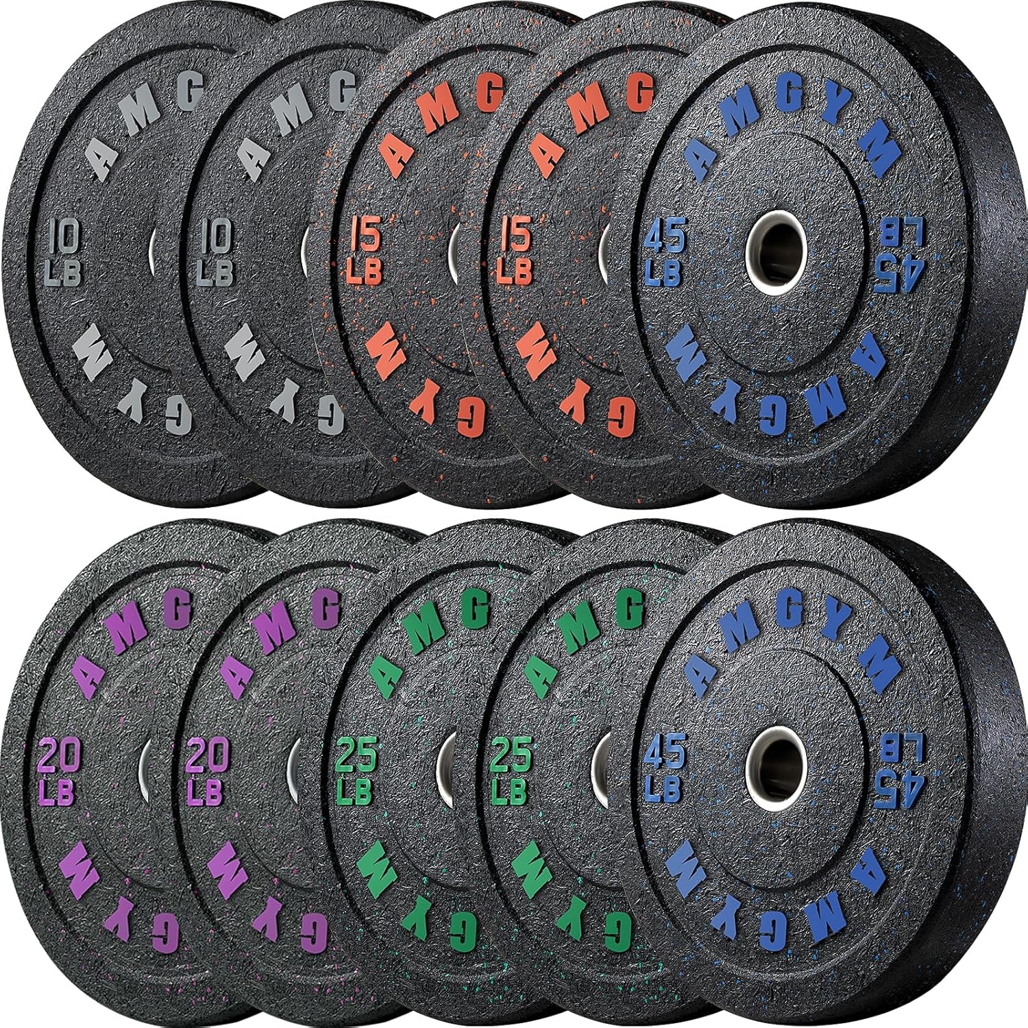 Crumb Bumper Plates, 10-600lbs Drop Weight Plates for Home Gym, 2-inch Olympic Barbell Plates, High Bounce Strength Training Plates for Barbell Movements - Deadlift/Squats/Bench Press/Weight Lifting/Heavy Duty/Floor Protective/odorless/Noise Free