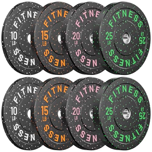 Papababe Weight Plates, 2-Inch Weights Plates Set, Floor Protective Rubber Weight Plates, 20/45/160/230/300/370lb High bounce bumper plates for Barbell Strength Training & Weightlifting (Single/Pair/Full Set)