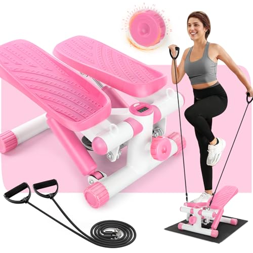 Ktaxon Steppers for Exercise at Home, Stair Stepper Mini Stepper with Resistance Bands, Adjustable Height, Super Quiet, 330LBS Weight Capacity and LED Display for Home Workouts