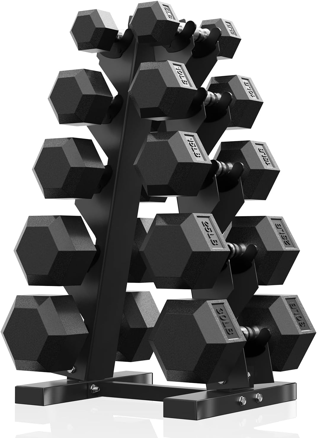 PAPABABE Hex Dumbbell Sets with Rack