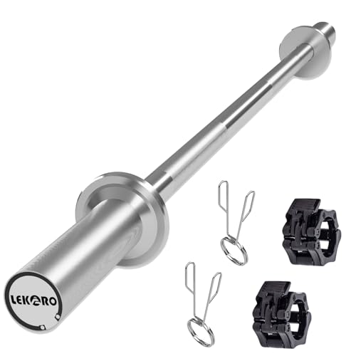 Olympic EZ Curl Barbell Bar, 48-inch Curling Bar, Fits 2-inch Weight Plates, Strength Training Bar for Squats, Hip Thrusts, Bench Press, and Weightlifting, with 2 Spring Collars (350LBS Weight Capacity)