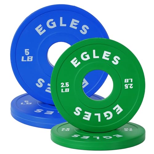Egles Change Plates Set 1.25LB, 2.5LB, 5LB - Rubber-Coated Weight Plates in Pairs, Olympic Bumper Plates, Color-Coded, IWF Standard, Fit 2-Inch Barbells Strength Training Weight Plates Gym & Fitness
