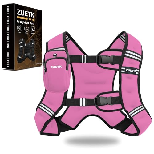 Weighted Vest, 6lb/8lb/12lb/16lb/20lb/25lb/30lb Weight Vest with Reflective Stripe, Weighted Vest for Men Women Workout Equipment for Strength Training, Running, Jogging, Fitness, Weight Loss