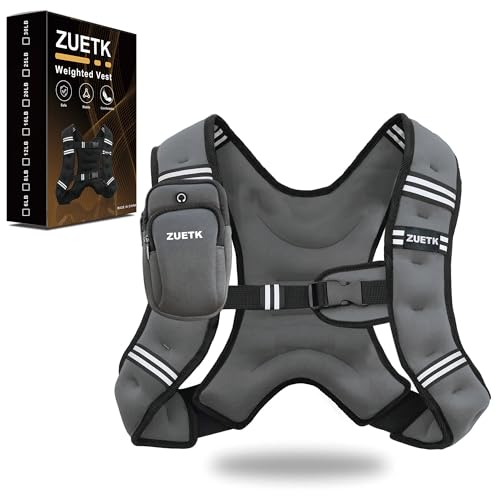 Weighted Vest, 6lb/8lb/12lb/16lb/20lb/25lb/30lb Weight Vest with Reflective Stripe, Weighted Vest for Men Women Workout Equipment for Strength Training, Running, Jogging, Fitness, Weight Loss