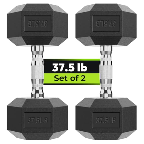 Hex Dumbbell Set, 2.5-65 lb Rubber Encased Exercise & Fitness Dumbbells, Weights Dumbbells Set of 2, Hand Weight for Strength Training