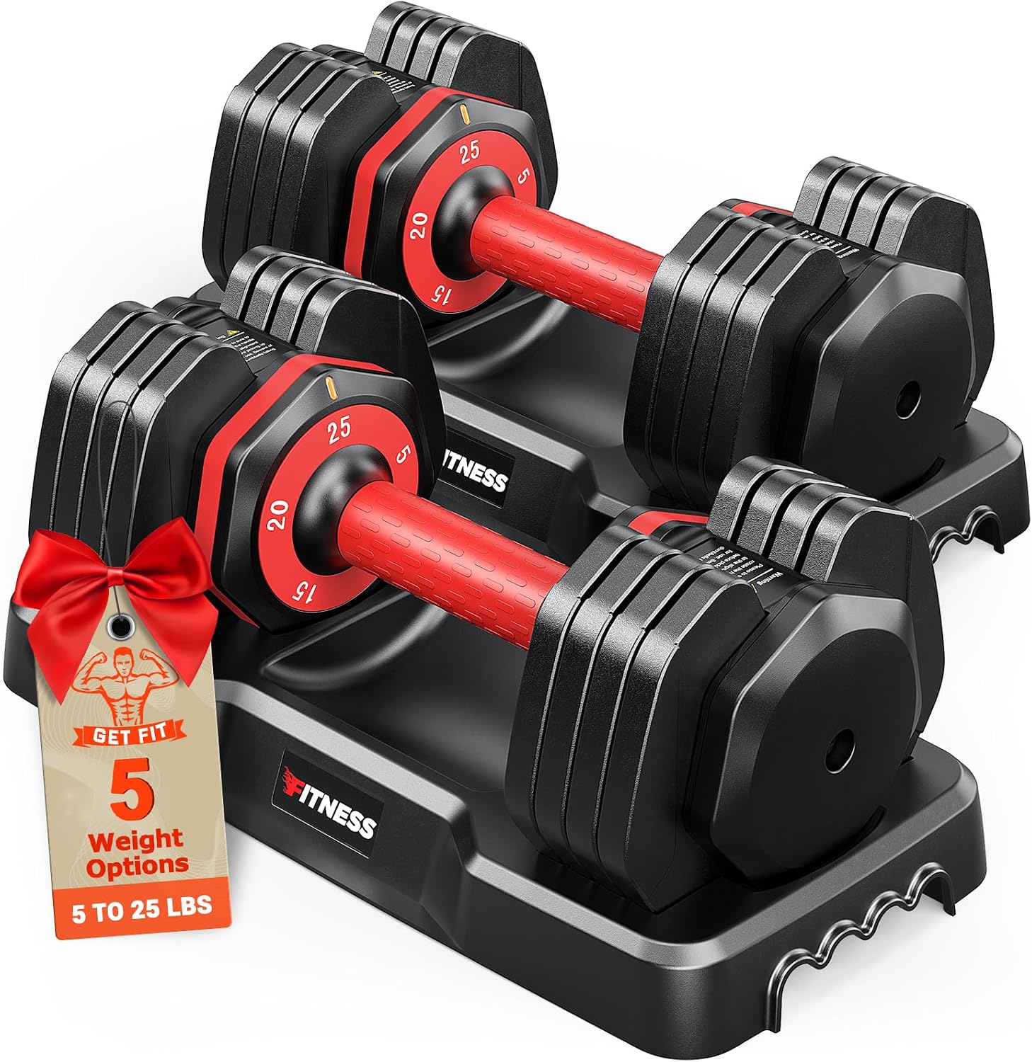 Rendpas 25/55/80 lb Pair Adjustable Dumbbells (Premium)