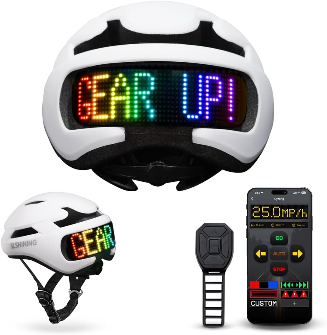 Bike Helmet with Light - Bike Helmet with DIY LED Screen for Scooter, Bicycle, Skateboard - LED Display Helmet with Customizable Patterns - Bicycle Helmet Light for Adult Men and Women