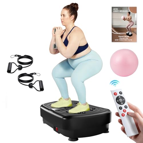 UCIN Vibration Plate Exercise Machine, Vibration Plate for Lymphatic Drainage, 330 Lbs Capacity Vibrating Plate for Weight Loss Home Fitness with Resistance Bands/Pilates Ball