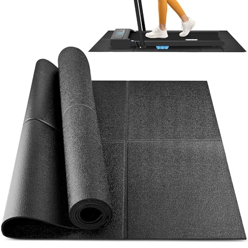 Foldable Rubber Treadmill Mat - Exercise Bike Mat with Waterproof Non-Slip Shock Absorption, Exercise Equipment Mat to Protect Floor for Home Gym Workout