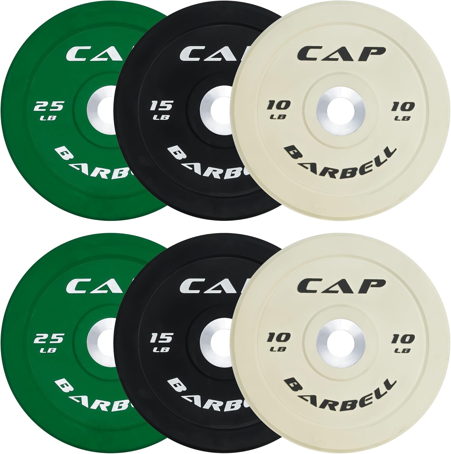 CAP Barbell 2-Inch Olympic Bumper Plate Weight Set