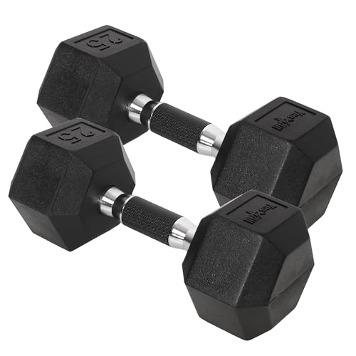 Yes4All Chrome/Rubber Grip Encased Hex Dumbbells