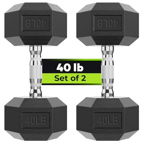 Hex Dumbbell Set, 2.5-65 lb Rubber Encased Exercise & Fitness Dumbbells, Weights Dumbbells Set of 2, Hand Weight for Strength Training